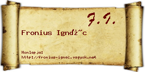 Fronius Ignác névjegykártya