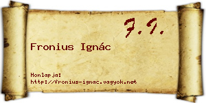 Fronius Ignác névjegykártya